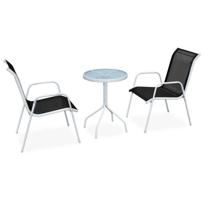 Bonne Vie - Set bistrot 3 pcs Ensemble repas de jardin - Ensemble Table et Chaises- Acier Noir &40365