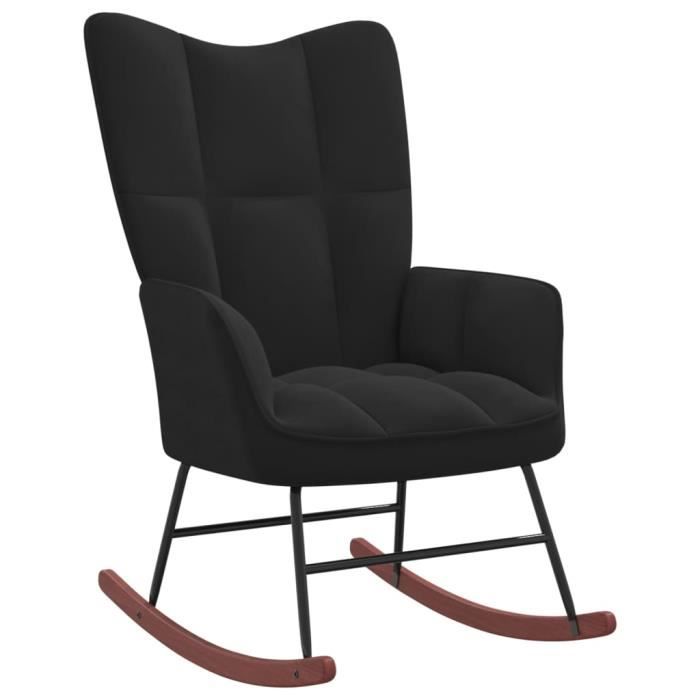 BEST-HOME Fauteuil à bascule-Chaise TV de salon - Contemporain - Noir Velours - j43811