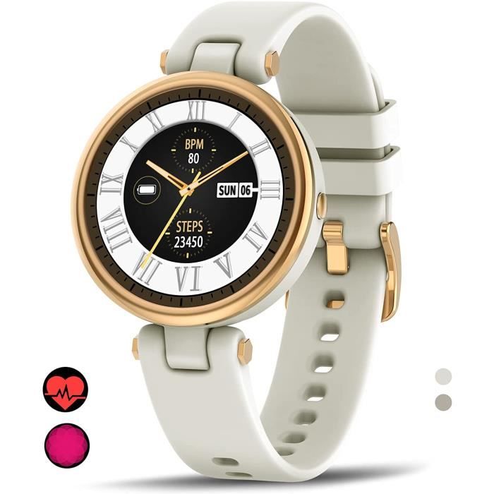 Petite Montre Connectée Femme, Smartwatch Fitness Sport Étanche IP67 avec Gestion Féminine