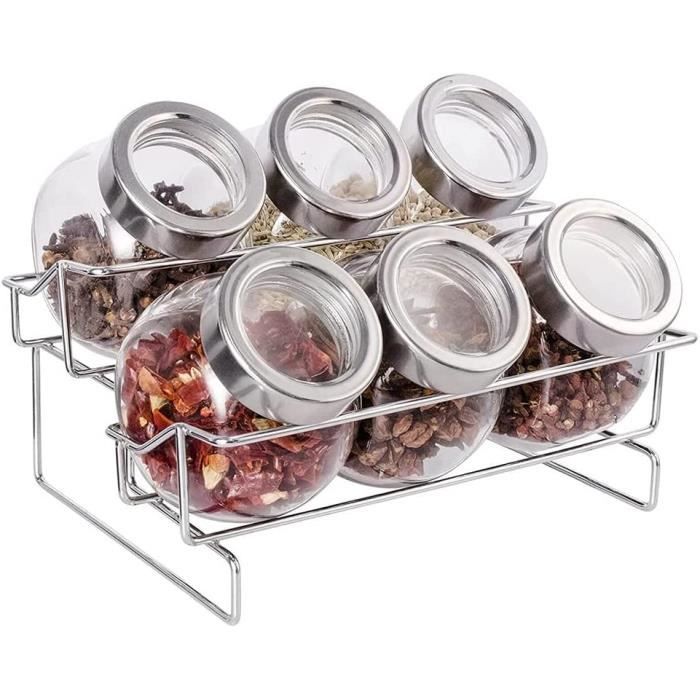 SOTECH Étagère à épices Pour 4 X 6 Pots à épices, Revêtement Poudré Argenté, De