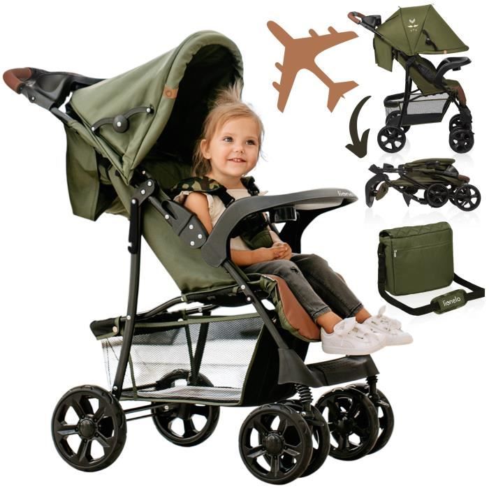 Poussette canne LIONELO Emma - Ceinture 5 points de sécurité - accessoires  sac inclus - Vert - Cdiscount Puériculture & Eveil bébé