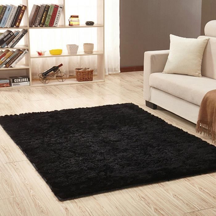 Buohwiwe Tapis Moderne 3D Noir Tapis Flanelle - Chambre Salon Chambre  Enfant Tapis Noir Decoration Carpet - Antidérapante Moquette 80x150 cm