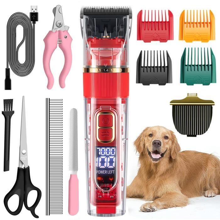 Tondeuse pour animaux - Professionnelle - 3 vitesses - Faible bruit - Sans fil