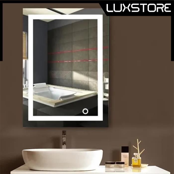 Miroir de salle de bain LED 50*70cm - LUXS - Cadre en aluminium