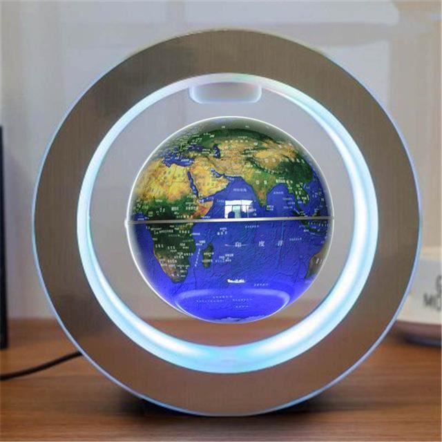 Pot à Crayons Globe Terrestre Balvi Avec Avion Magnétique - Décoration Bureau Monde Gris 10cm