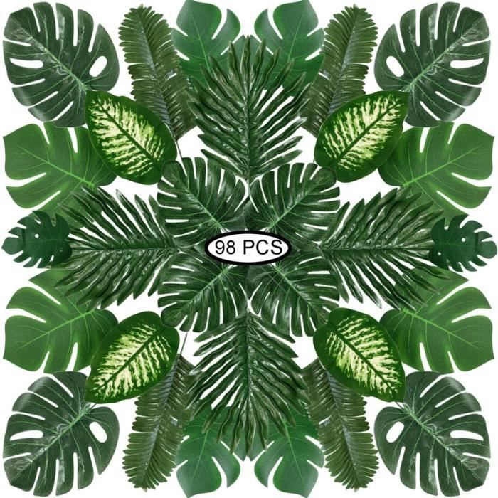 ZLPBAO 162 Pièces Set Décoration Hawaïenne Luau - Jupe Table, Feuilles Palmier, Fleurs & Accessoires