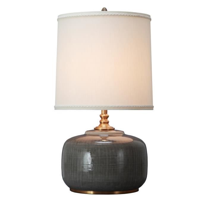 Fine Asianliving Lampe à Poser Orientale Chinoise en Porcelaine Gris Foncé