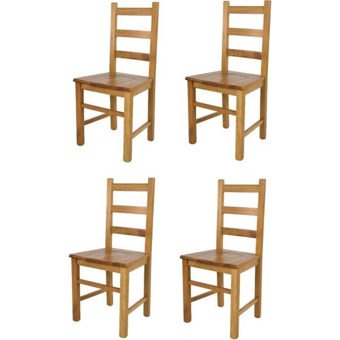 Tommychairs - Set 4 chaises cuisine RUSTICA robuste structure en bois de hêtre peindré en couleur chêne et assise en bois