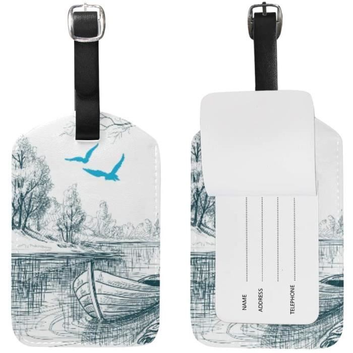 Étiquette de bagage pour valise bagage bird lake tree boat river sac de