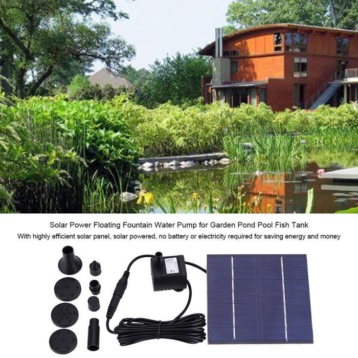 Fontaine Solaire Pompe à Eau 200L/h - Kit Avec Panneau Solaire 7V - Pour Jardin, étang, Bassin - Débit Réglable, Installation Facile