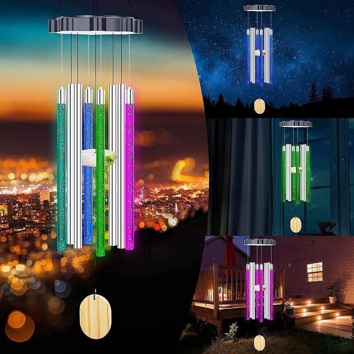 Carillon éolien Solaire Avec Lanterne Pour Jardin - Décoration Extérieure Lumineuse Et Musicale - Idée Cadeau Fête Des Mères