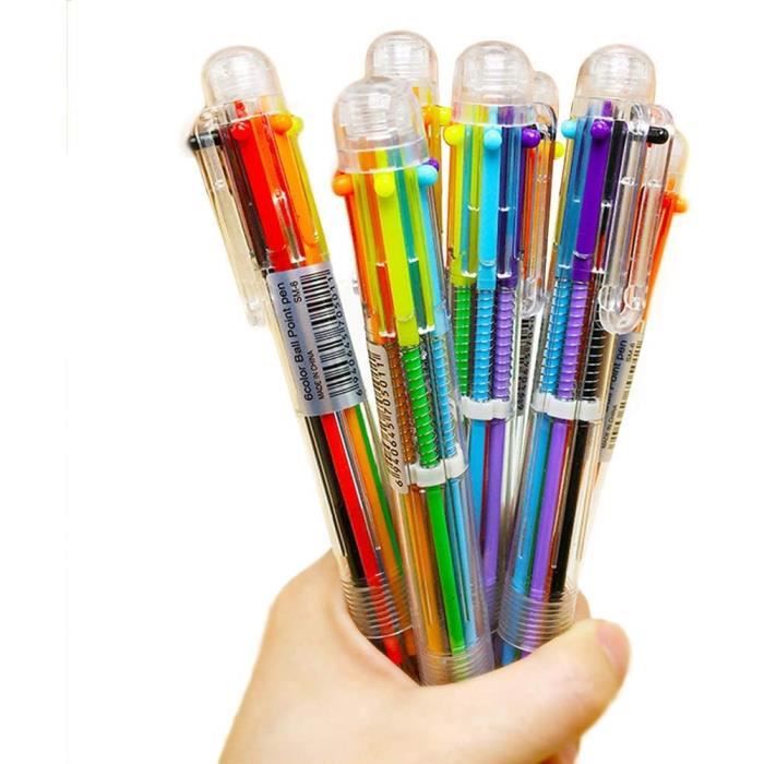 Pinkgarden Lot de 6 stylos à bille rétractables multicolores, 10