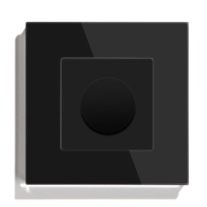 Interrupteur variateur noir : double bouton-poussoir