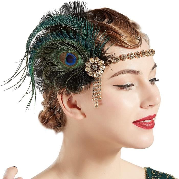 Style années 20 en plume de paon pour femme charleston gatsby le magnifique  carnaval costume et accessoires. - - taille uniqu - Cdiscount Au quotidien