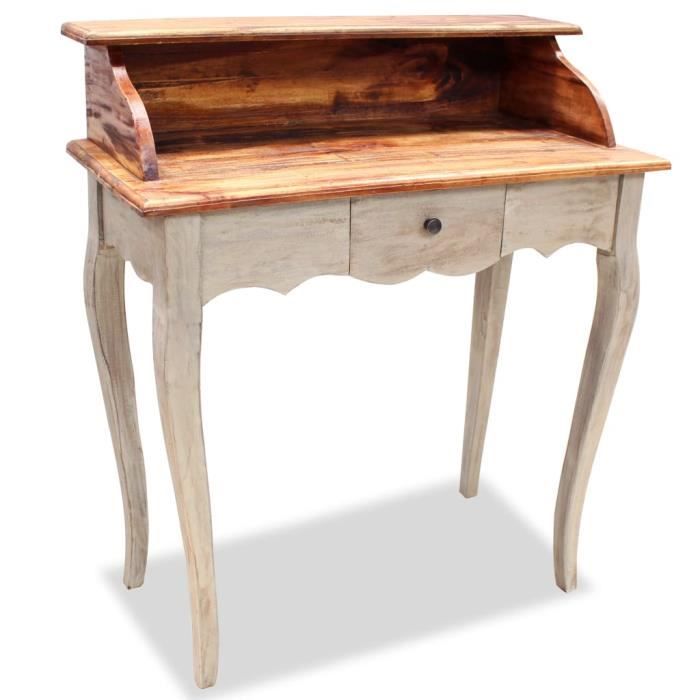 Bureau en bois de récupération massif - HOP - Vintage - 80 x 40 x 92 cm - Facile à assembler