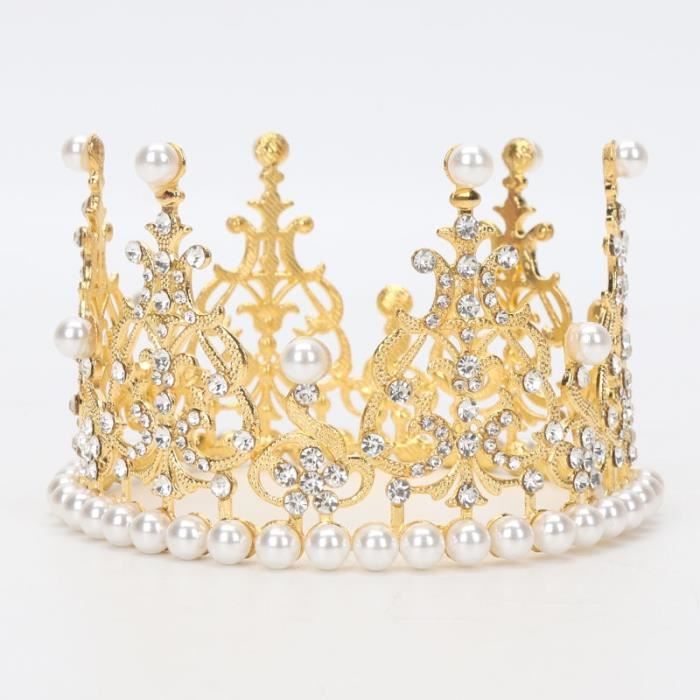 Decoration De Fete Couronne En Cristal Et Diamant Outils De Decoration De Gateau Bapteme De Mariage Type 12x7 5cm Gold Cdiscount Maison