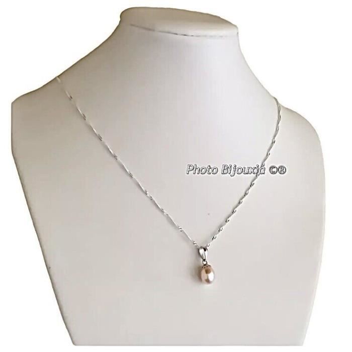 Collier Perle Eau Douce 45cm 8mm De Luxe - Chaîne Véritable Bijou