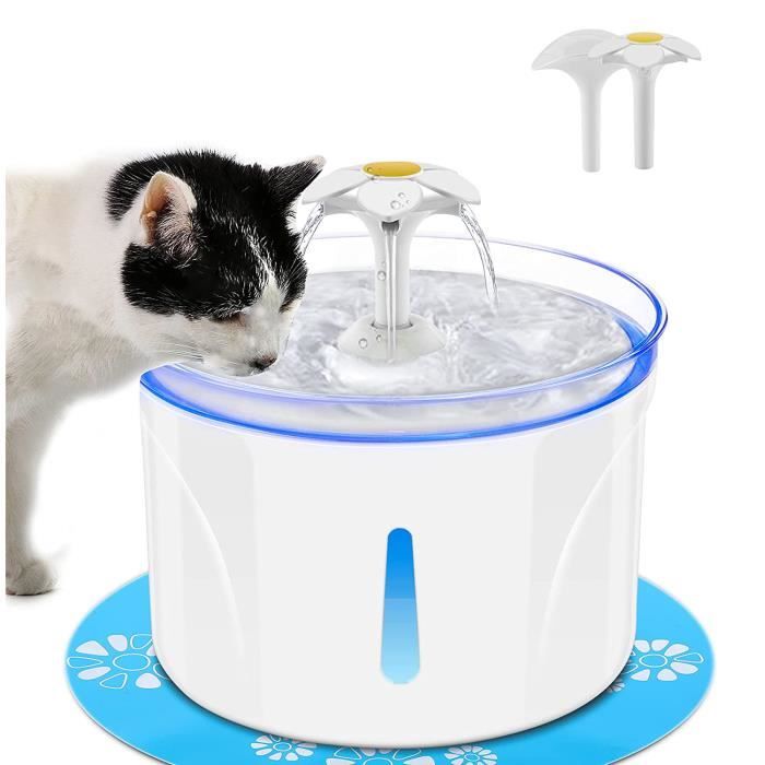 Fontaine a eau Chat Silencieuse 2.5L, Distributeur Eau Chat Chien avec LED Fenêtre de Niveau d