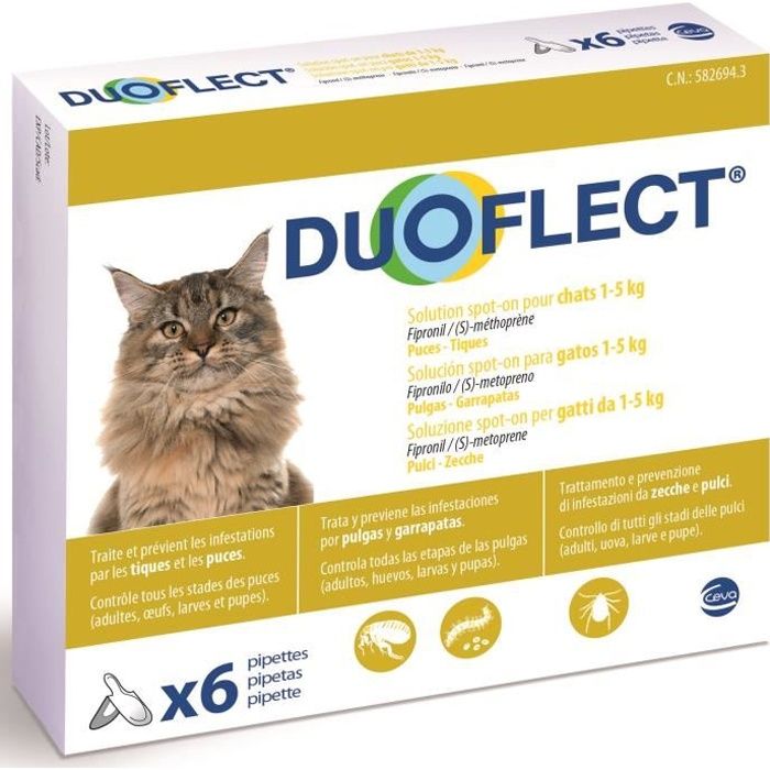 Duoflect Lot De 6 Pipettes Antiparasites Pour Chat Moins De 5 Kg Cdiscount Animalerie