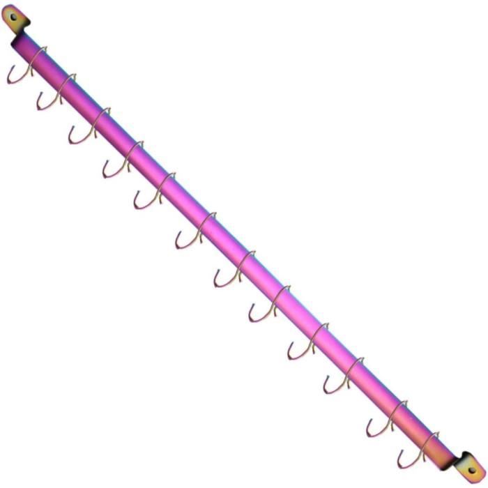 Cintre à Ustensiles De Cuisine 50 Cm - 9 Crochets Sans Perçage, Support Mural Noir Pour Cuisine, Salle De Bain Et Entrée