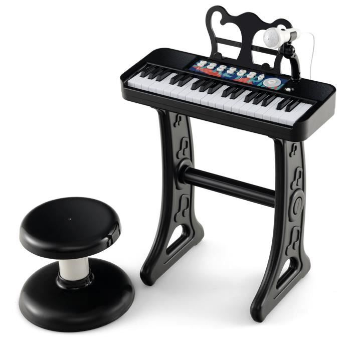 COSTWAY Piano pour Enfants 3 Ans 37 Touches avec Tabouret 50KG,Microphone  Réglable et Pupitre de Musique Amovible Mode Veille Noir - Cdiscount  Instruments de musique