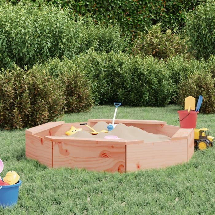 Bac à Sable Octogonal En Bois 160x160 Cm – 4 Bancs, Bâches De Protection – Jeu Extérieur Enfant