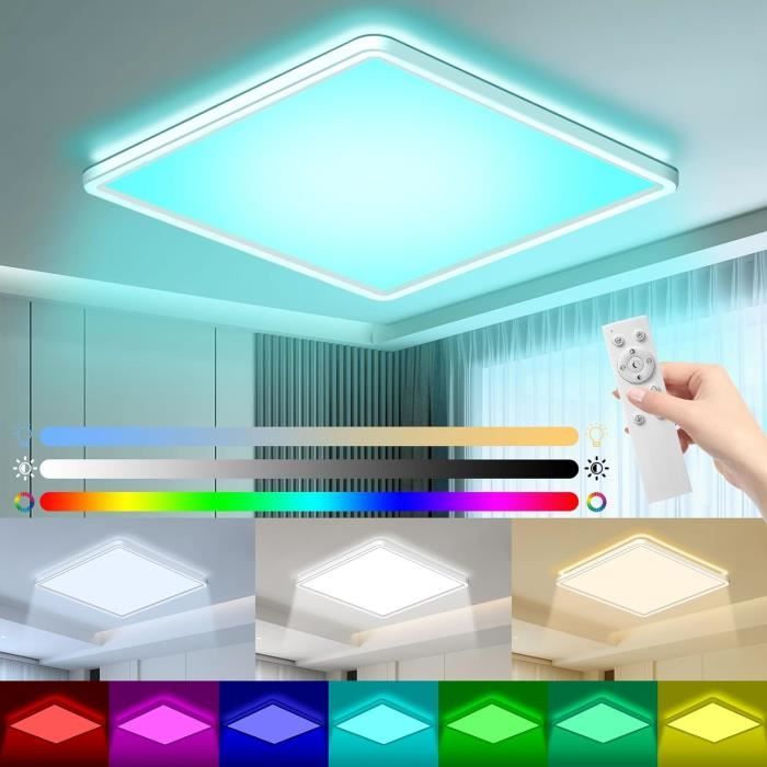 Led Light Gradation Plafonnier Led 24W À Gradation Avec Télécommande,Rétro-Éclairage Rvb 7 ...
