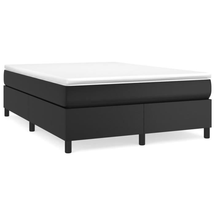Sommier à ressorts - FYDUN - Noir - 140x190 cm - Similicuir - Design contemporain