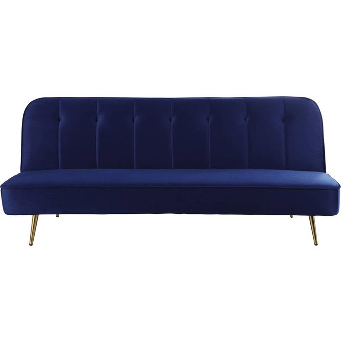 Canapé Clic Clac en velours James - 180 x 83 x 75 cm - 3 places - Bleu foncé