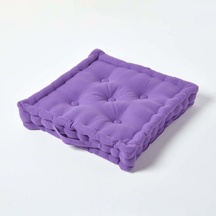 Coussin de sol - HOMESCAPES - 40 x 40 cm - Épaisseur 8 cm - Violet - Design contemporain