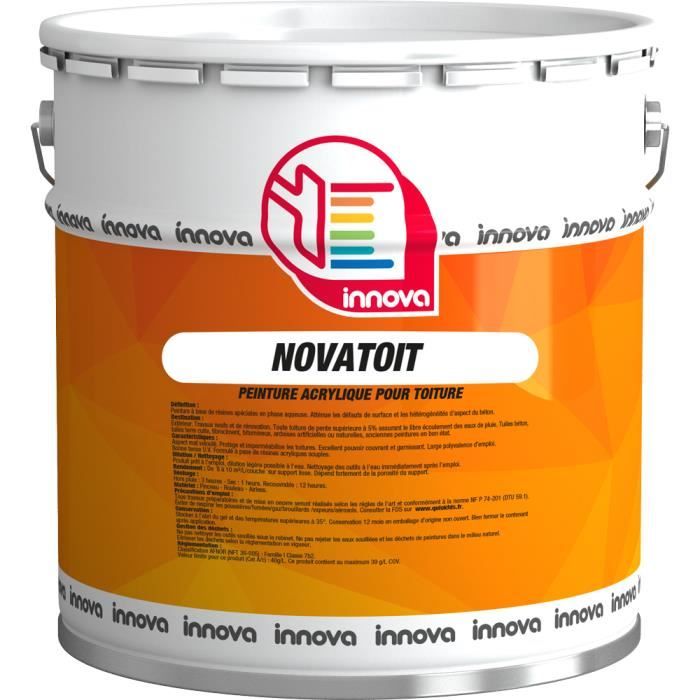 Peinture de toiture - INNOVA - Novatoit 15L - Blanc - Rouge Orangé - Résines acryliques