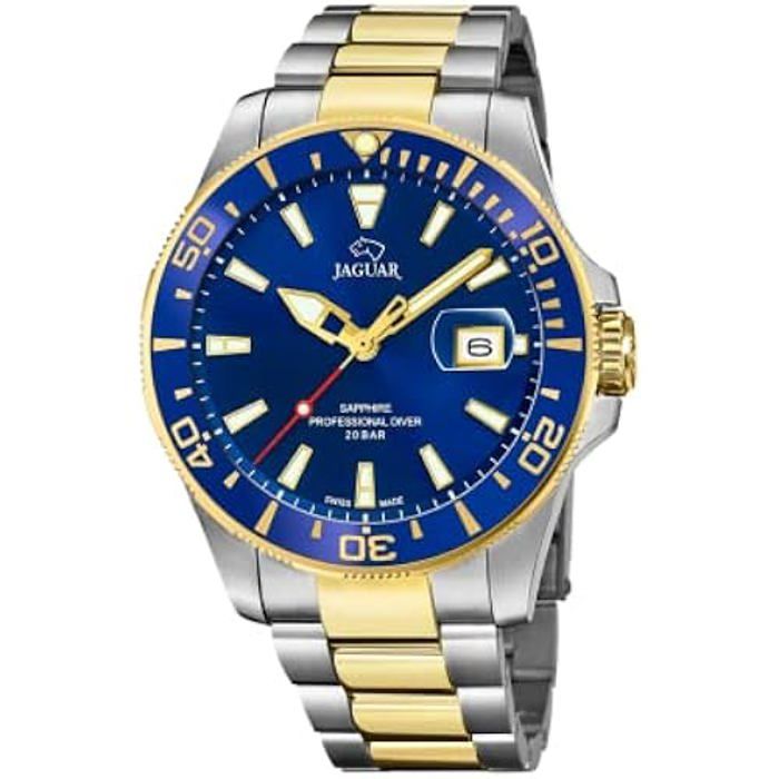 JAGUAR Montre modèle J863 / C de la Collection Executive boîtier Bleu 435 mm avec Bracelet en Acier Bicolore pour Homme J863/C