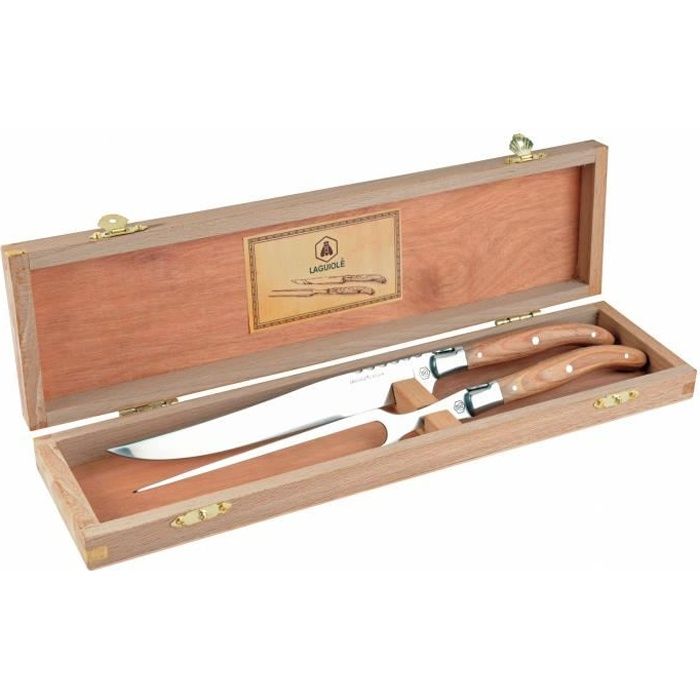 LAGUIOLE Set à découper Fourchette et couteau manche en bois