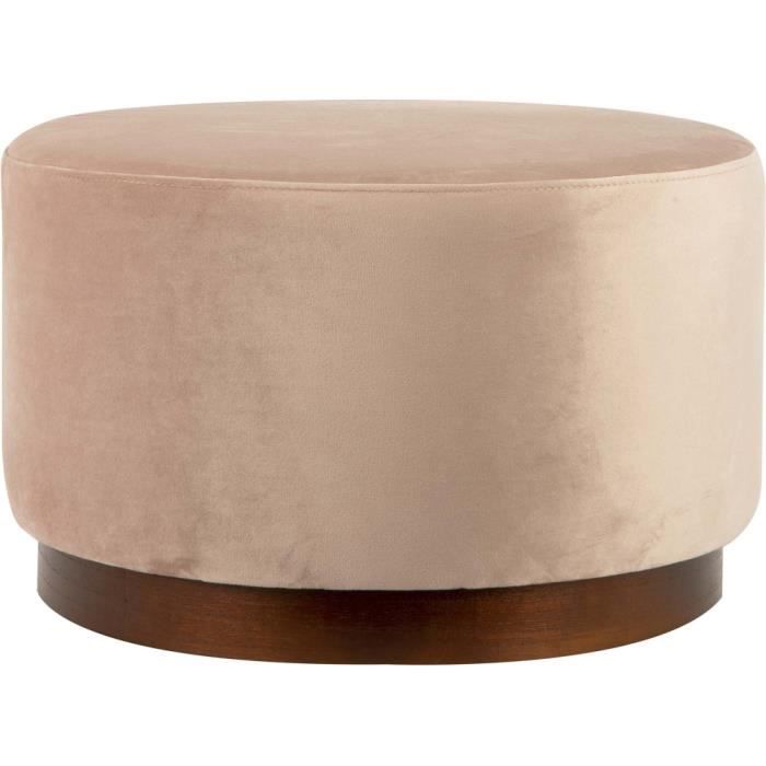 Grand pouf rond en velours et bois beige Beige - Cdiscount Maison