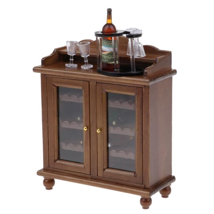 Miniature 1/6 Casier à Vin Avec 6 Bouteilles - Accessoire Maison De Poupée Odoria - 4.3x3.1x5 Cm