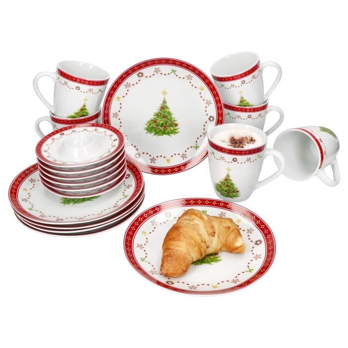 Set de petit déjeuner - MAMBOCAT - Rêve de Noël - 18 pièces - Porcelaine - 6 personnes Set de petit déjeuner - MAMBOCAT - Rêve de Noël - 18 pièces - Porcelaine - 6 personnes