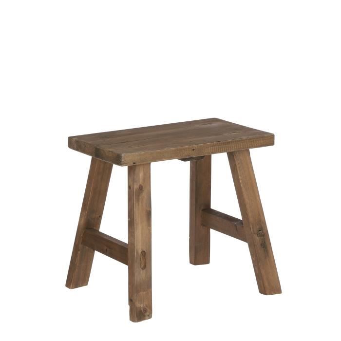 Tabouret en bois Bold - L38 x l28 5 x H34 cm - Bois recyclé - Marron - Mica Decorations