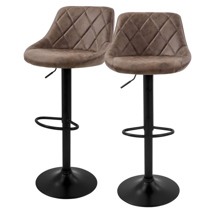 ML-Design Tabouret de bar set de 2 revêtement en similicuir marron chaise de bar rembourrée avec dossier et repose-pieds ML-Design Tabouret de bar set de 2 revêtement en similicuir marron chaise de bar rembourrée avec dossier et repose-pieds