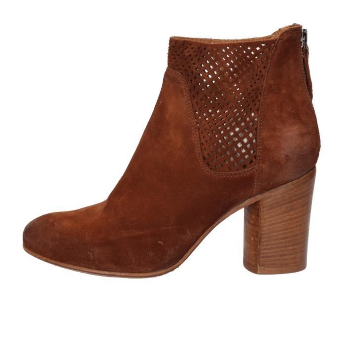 boots daim marron femme