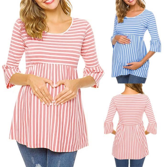 Pull Femme Elisabeth Bleu Taille 2X - Manches 3/4 - Col V - Occasion Très Bon État