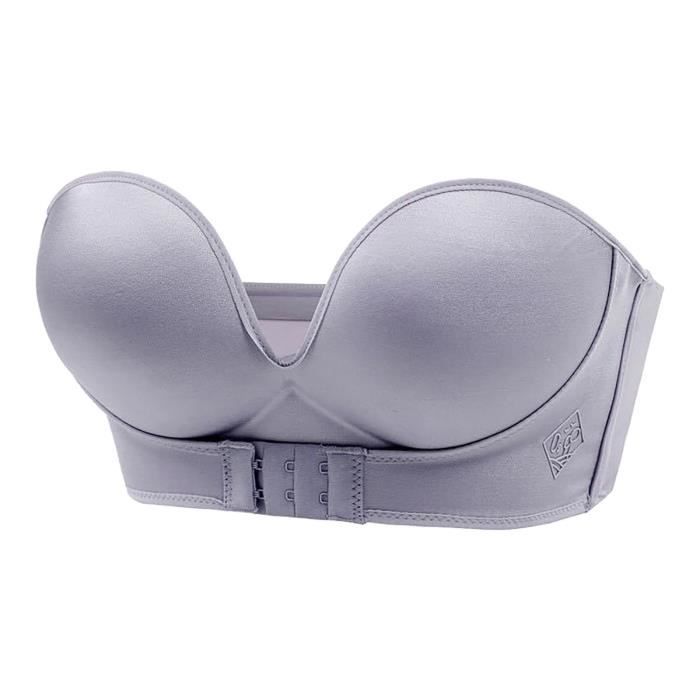 Soutien-Gorge Bandeau Femme Sans Bretelles, Anti-dérapant Silicone, Brassière Tube Élastique Sans Rembourrage, Brassière Boucle Avant Réglable