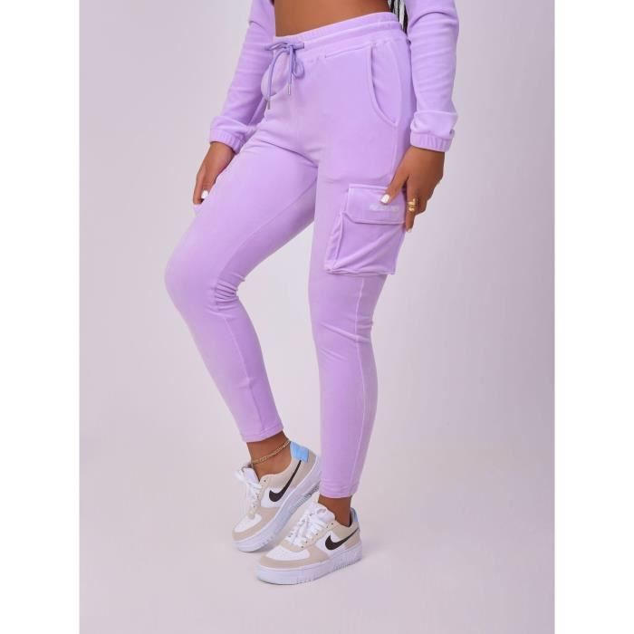 Pantalon jogging droit mauve femme