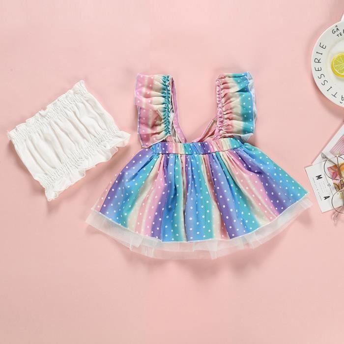 Robe Enfant Gap Rose Multicolore à Pois - Taille 8 (M) - Coton 100% - Occasion Très Bon état