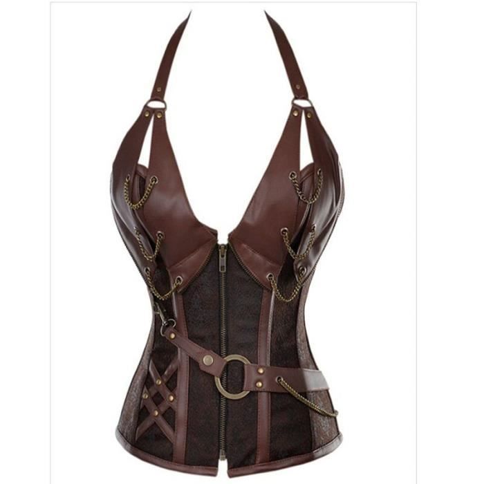 Bustier femme,corsets et bustiers en cuir pu,grande taille,avec boucles