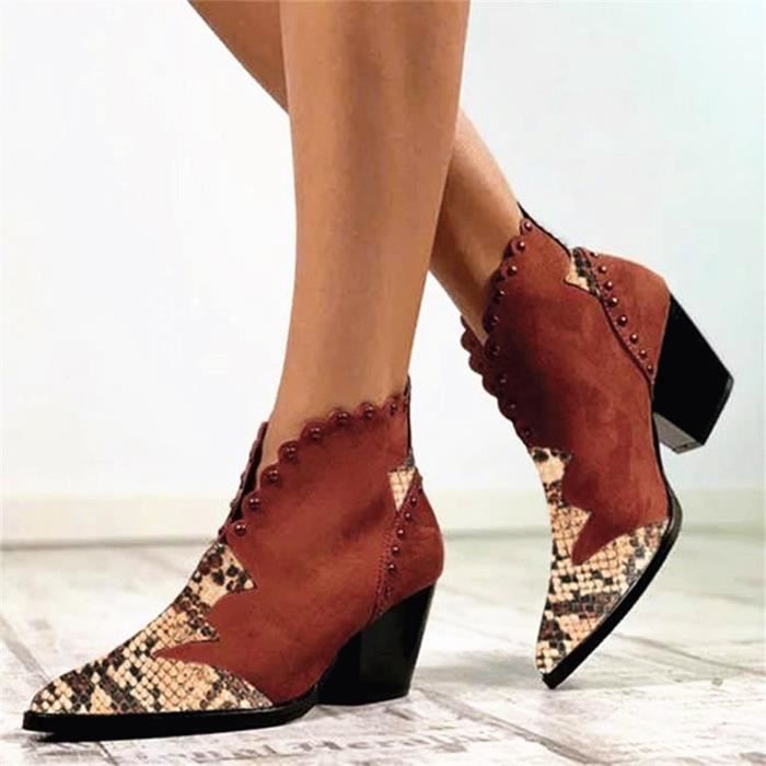 bottines serpent marron