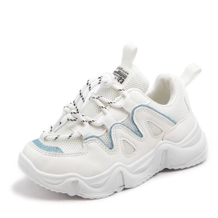Baskets Garçon en maille avec Velcro Antidérapant Respirant ConfortablePrintemps Eté - Gris Gris