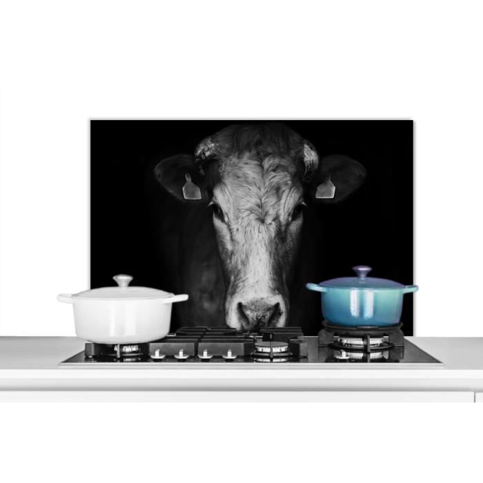 MuchoWow Credence Chat - Noir - Portrait Fond De Hotte 80x55 Cm Credence Aluminium Plaque INOX De Cuisine