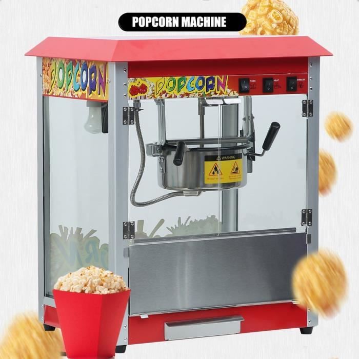 VEVOR Machine à Pop Corn 480W - Appareil Électrique Grand Bol 113g Pour 5,7L, Style Cinéma Avec Verre Trempé, Noir