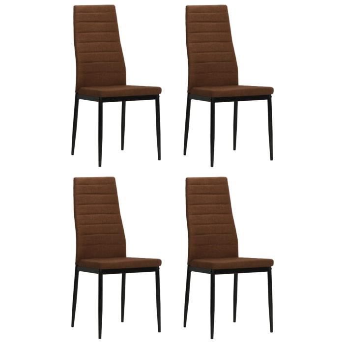 Lot de 4 Chaise de salle à manger Tissu Marron - Achat / Vente chaise
