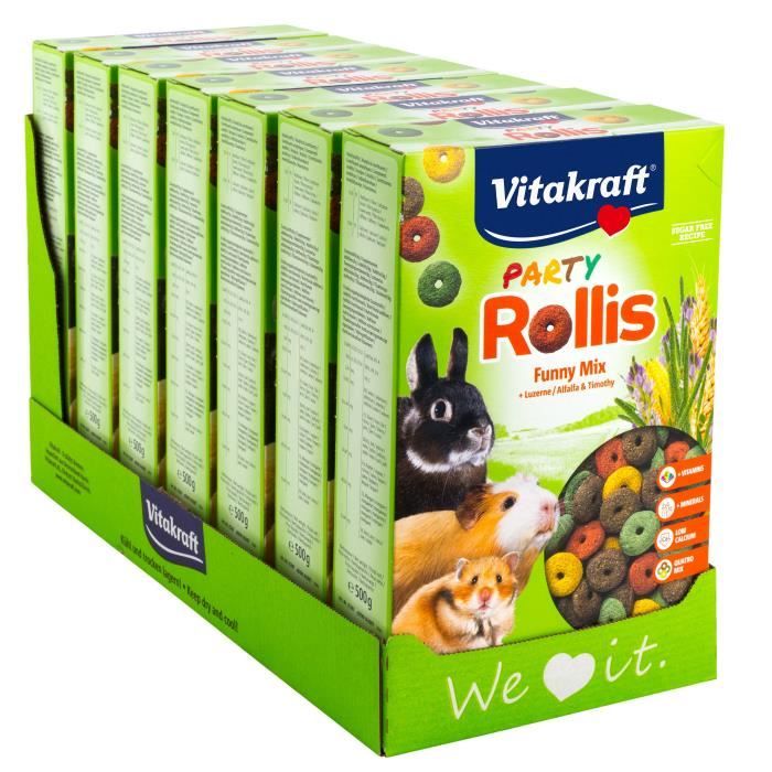 VITAKRAFT Party Rollis Friandises colorées pour petits mammifères - Lot de 7x 500 g